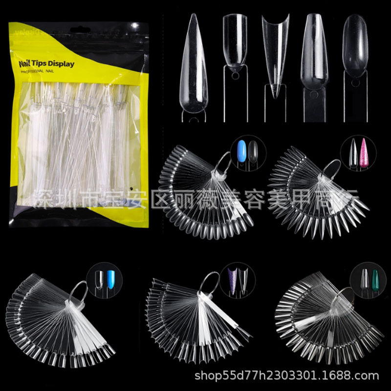 Cross-border nail color plate 50PCs fan-shaped color card nail polish color plate practice Nail Polish glue display board wholesale