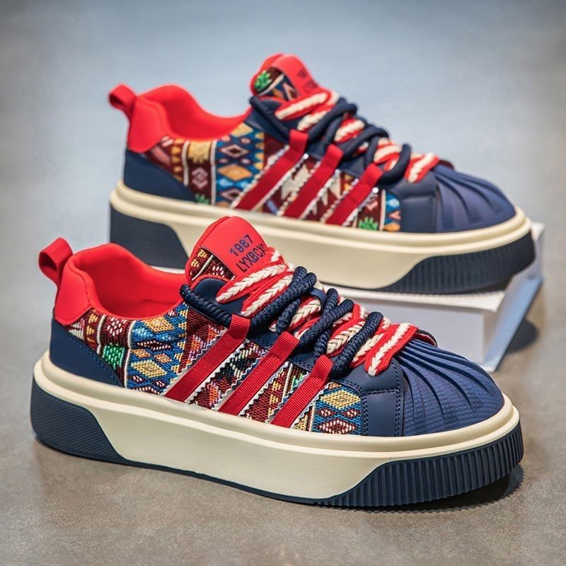 Men's Shoes Autumn and Winter 2025 New Trendy Shell Toe Casual Shoes Thick-Soled Height-Increasing Sneakers Retro Three-Stripe Trendy Shoes