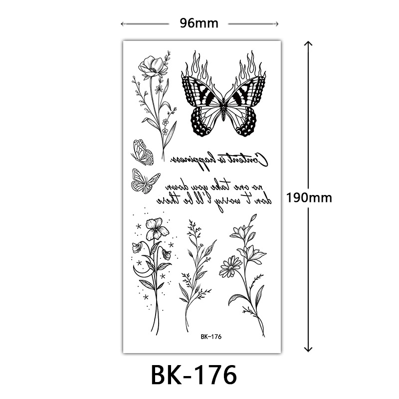 Tatuaje Temporal de Flores Boceto de Papel de Transferencia al Agua, Impresión por Transferencia de Agua, para Cuerpo image 182