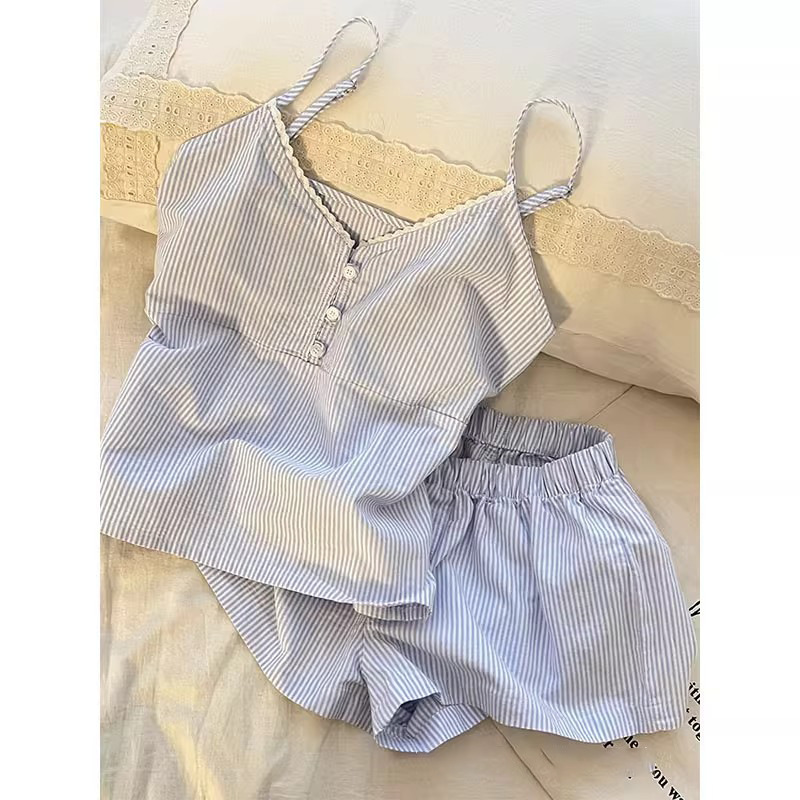 Sexy Pajamas for Women, Summer Pure Lust Style Suspender Shorts Suit, High-End Cross-Border Home Clothes, Internet Celebrity Style, Can Be Worn Outside