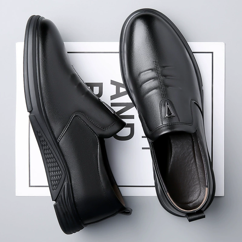 Кожаные туфли, мужская обувь, натуральная кожа, осень 2023, новая британская деловая мужская повседневная обувь, слипоны, Папины туфли на мягкой подошве