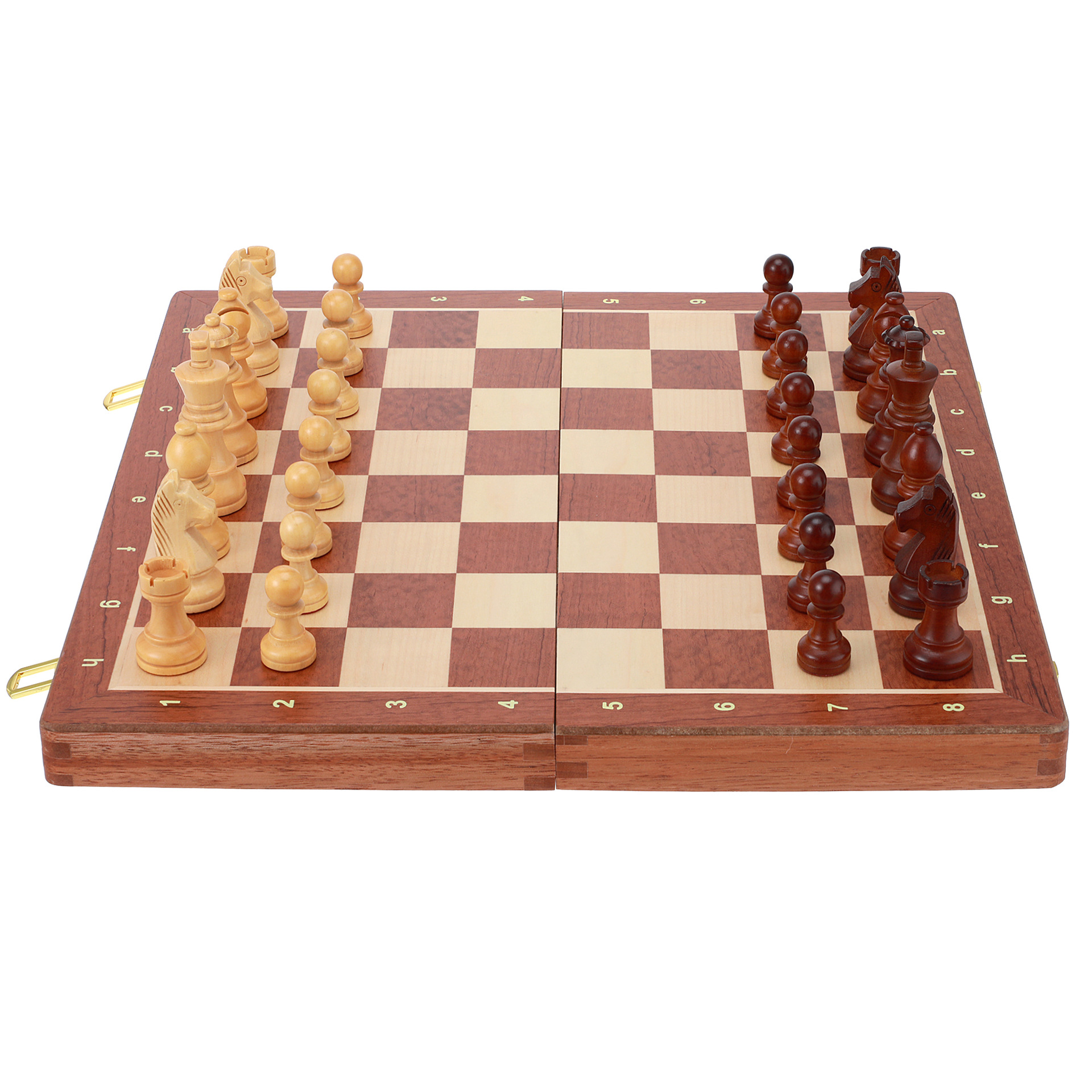 Ajedrez de madera maciza de lujo Juego de nogal Gran tablero de ajedrez plegable de madera para niños Juego de ajedrez ch