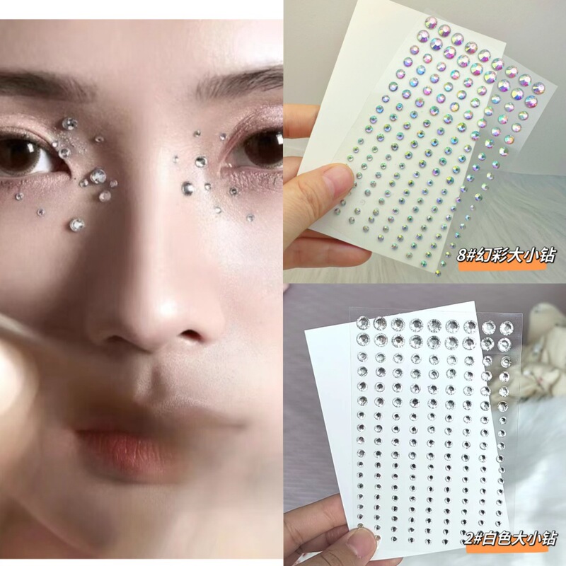 Clothing ancient costume eyebrow pendant forehead flower twinkle glue-free antique makeup water droplets pearl red silver white mixed size