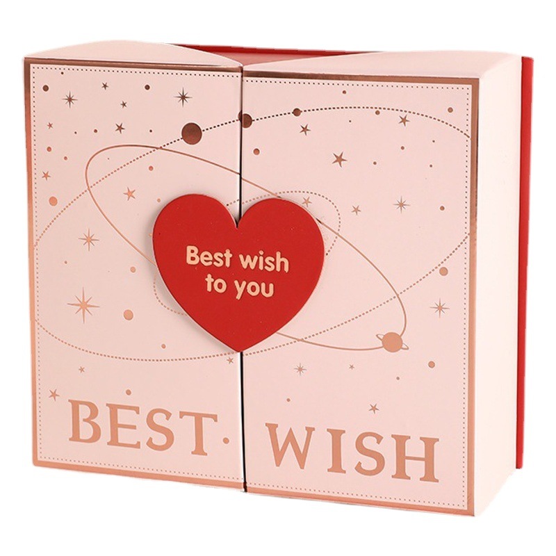 Tanabata Valentine's Day gilding double door gift box high-end pink split creative gift box large gift box