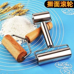 人気のブナ材麺棒、家庭用無垢材手動ローラー麺棒、ステンレス製麺棒
