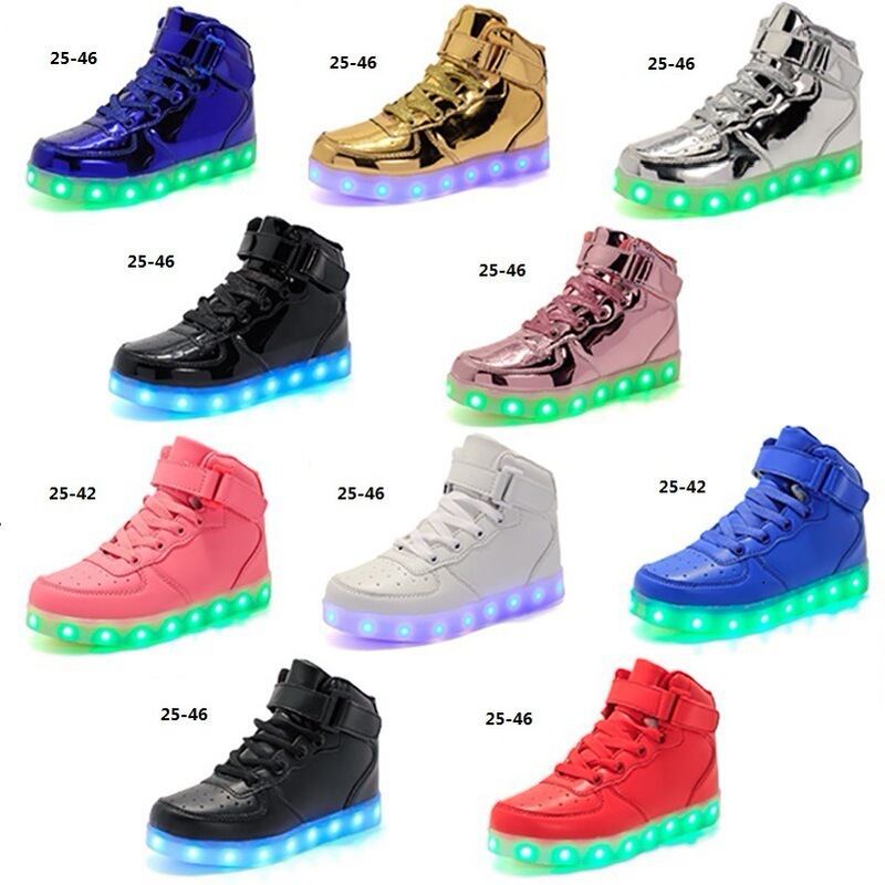 Manufacturer Cross-Border Direct Sales High-Top Air Force One Luminous Shoes Sneakers Ied Light Shoes Charging