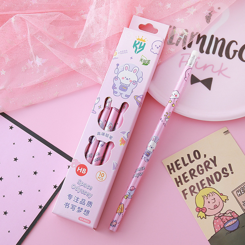 Lápices de caja de alto valor Papelería creativa Herramientas de escritura para estudiantes Práctica de caligrafía Lápiz de madera Lápiz triangular circular