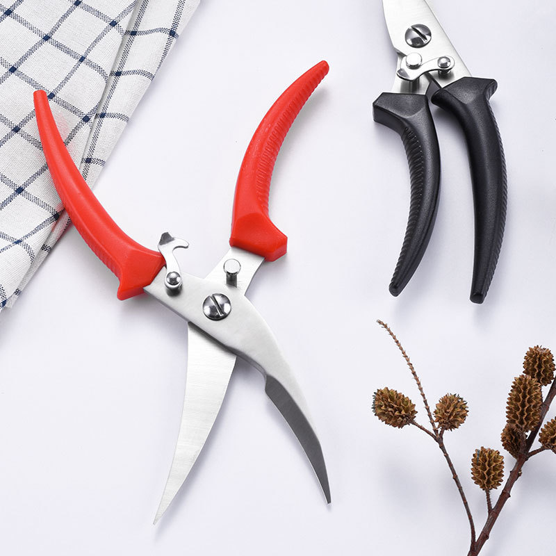 Tijeras de hueso de pollo de tres colores fuertes de acero inoxidable, barbacoa de hotel, fauces de pollo, pescado, mariscos, tijeras de cocina