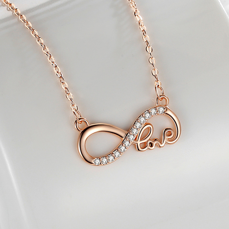 S925 lazo de plata Amor collar de las mujeres de moda transfronteriza estilo europeo y americano diseño sentido amor clavícula cadena diamante