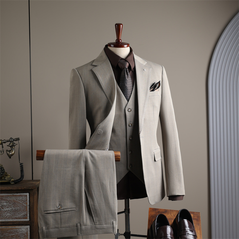 チェック柄スーツ メンズ ビジネスカジュアル 宴会 結婚式 スーツ オフィスフォーマルスーツ メンズスーツ 司会者