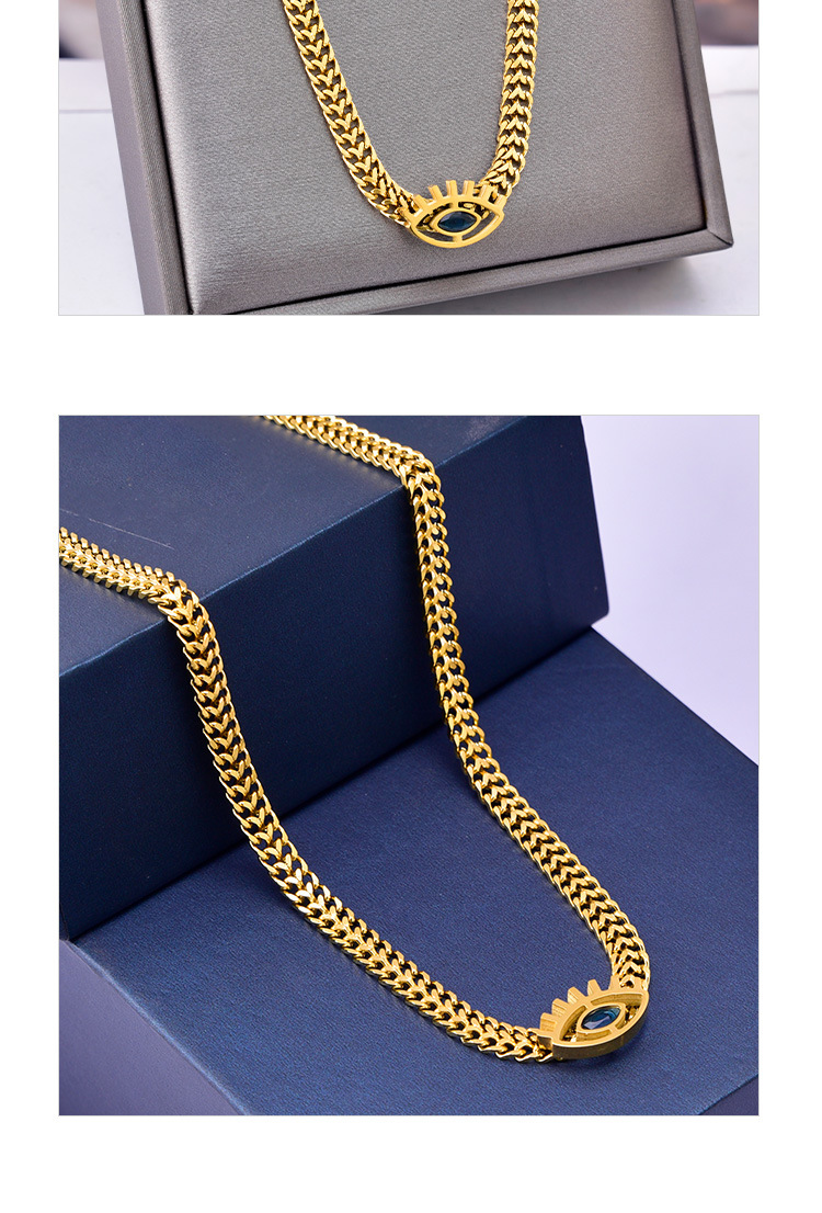 304 Stainless Steel Material Devil'S Eye Pattern Women'S Gender Wholesale Jewelry Fashion Devil'S Eye 304 Stainless Steel Glass Stone 18K Gold Plated Plating Stainless Steel Necklaces