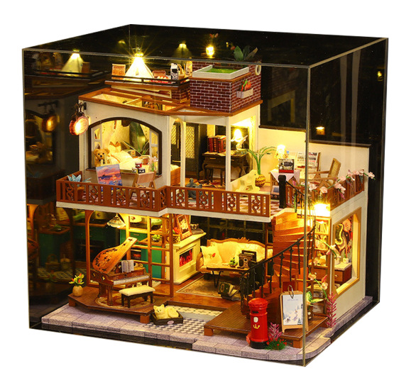 Qiaolexing diy cabin art house ES008 picking up light hand-assembled house creative birthday gift for women