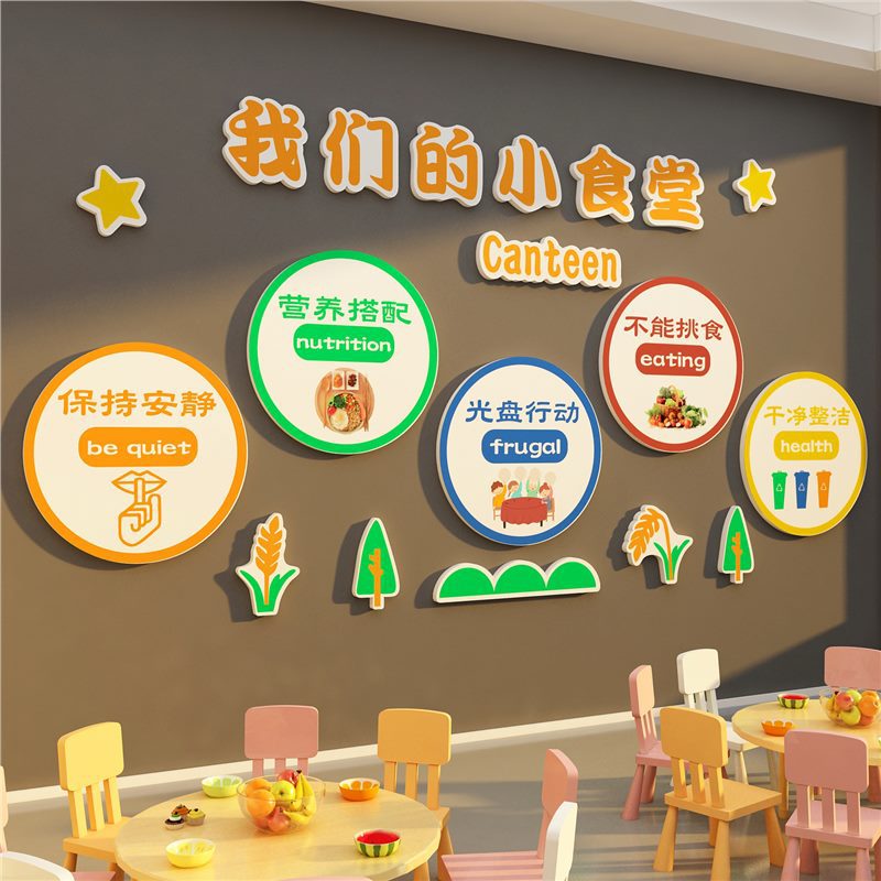 幼儿园环创主题成品小饭桌餐厅托管中心班文化墙面装饰贴纸