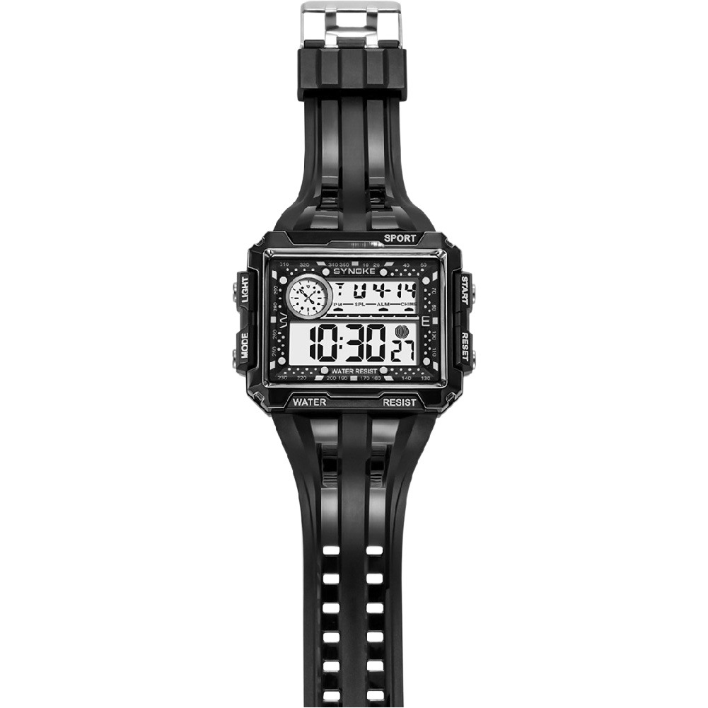 Nueva pantalla rectangular de pantalla grande reloj electrónico de los deportes de los hombres luminoso impermeable multifuncional reloj deportivo al aire libre