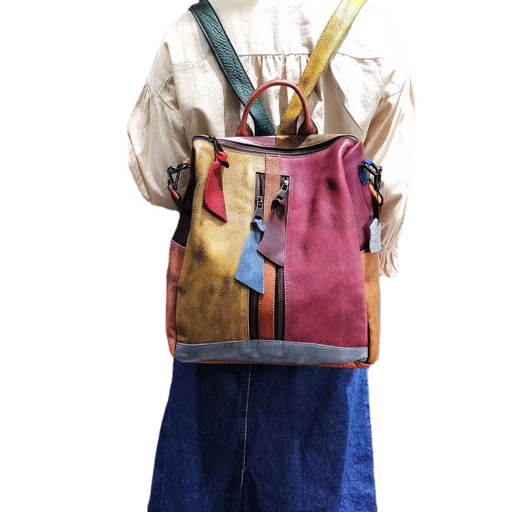 2024 moda tendencia retro bolso de cuero bolso de hombro de color mochila bolso de cuero de una pieza