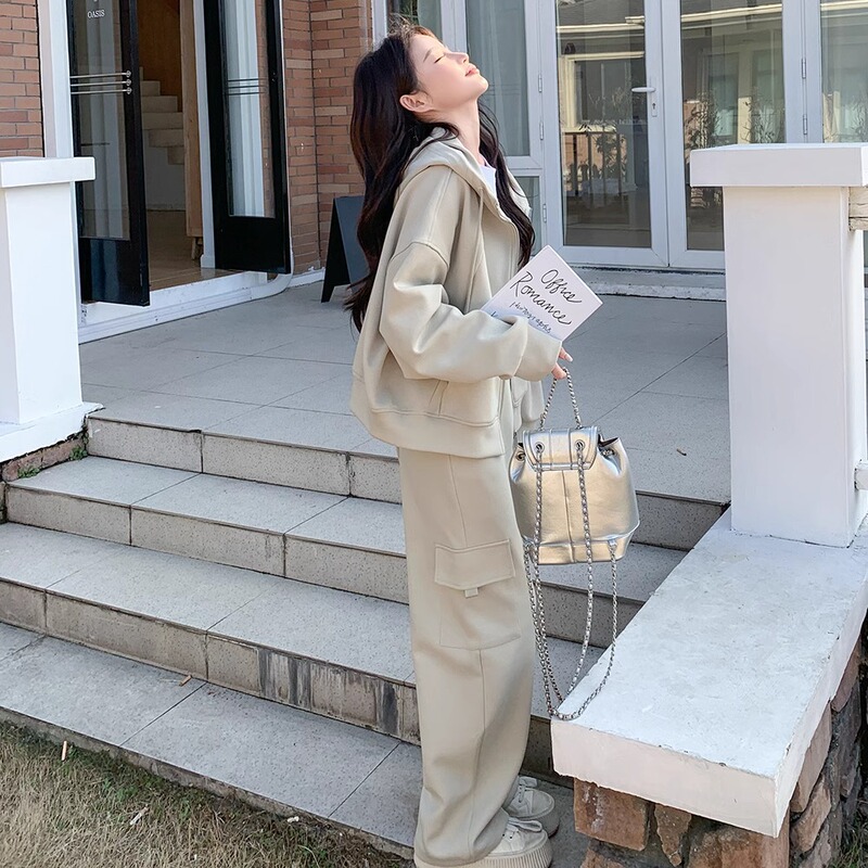 高级感休闲运动套装女春秋小个子工装风卫衣卫裤两件套早秋一整套|undefined