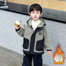 男童加绒外套秋冬2025新款儿童韩系痞帅上衣小男孩秋季奥利绒衣服