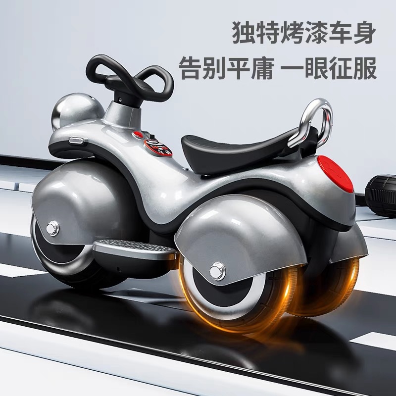 Niños motocicleta eléctrica de doble tracción triciclo coche de batería para niños coche de juguete de control remoto para niños se puede sentar