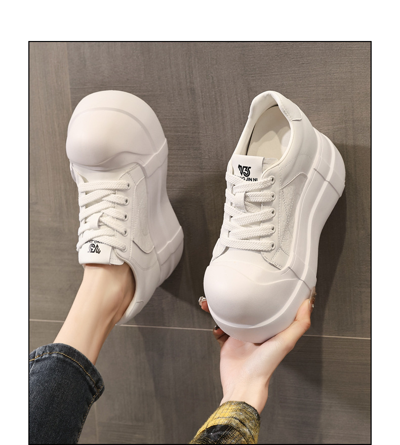 Giày sneaker nữ đế dày tăng chiều cao phong cách trắng basic — màu đen chi tiết 14