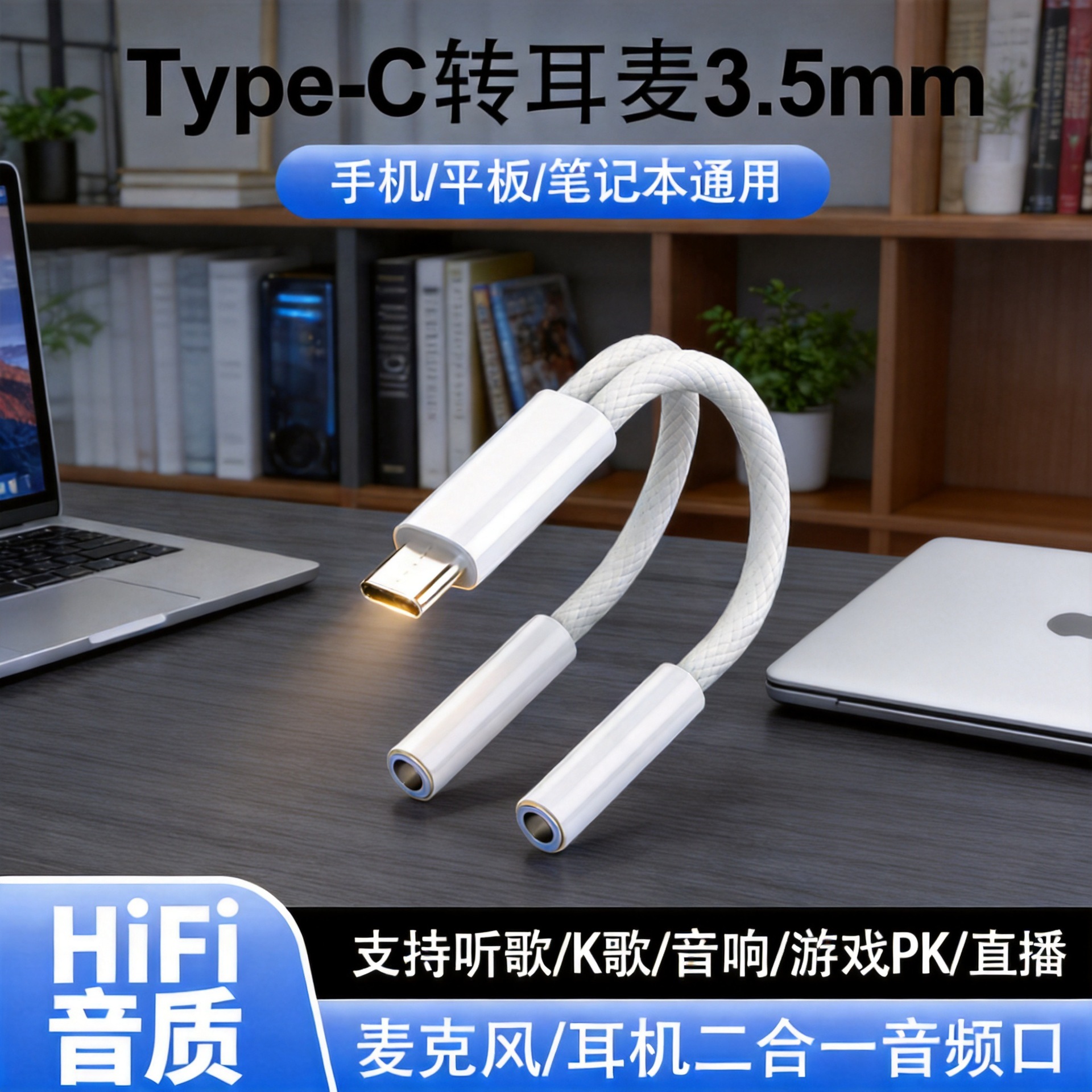 Typec headphone adapter dual 3.5 one-point-two couple headphone audio converter audio headset voice universal