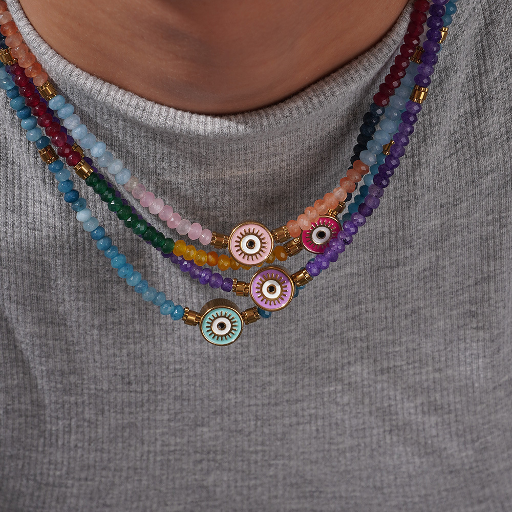 20g Weight Titanium Steel Pendant Material Necklace Classification Natural Stone Chain Material Beaded Chain Chain Type 1 Piece Quantity Holiday, Daily Occasion 304 Stainless Steel, natural stone Material Round Pattern All Seasons Season Women's Gender Vacation, Classic Style Style Vacation Classic Style Round 304 Stainless Steel Natural Stone Beaded Chain Necklace In Bulk 1