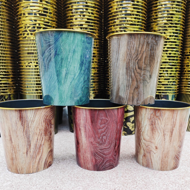 Advertising trash can Phnom Penh wood grain trash can cheap trash can kitchen office trash can