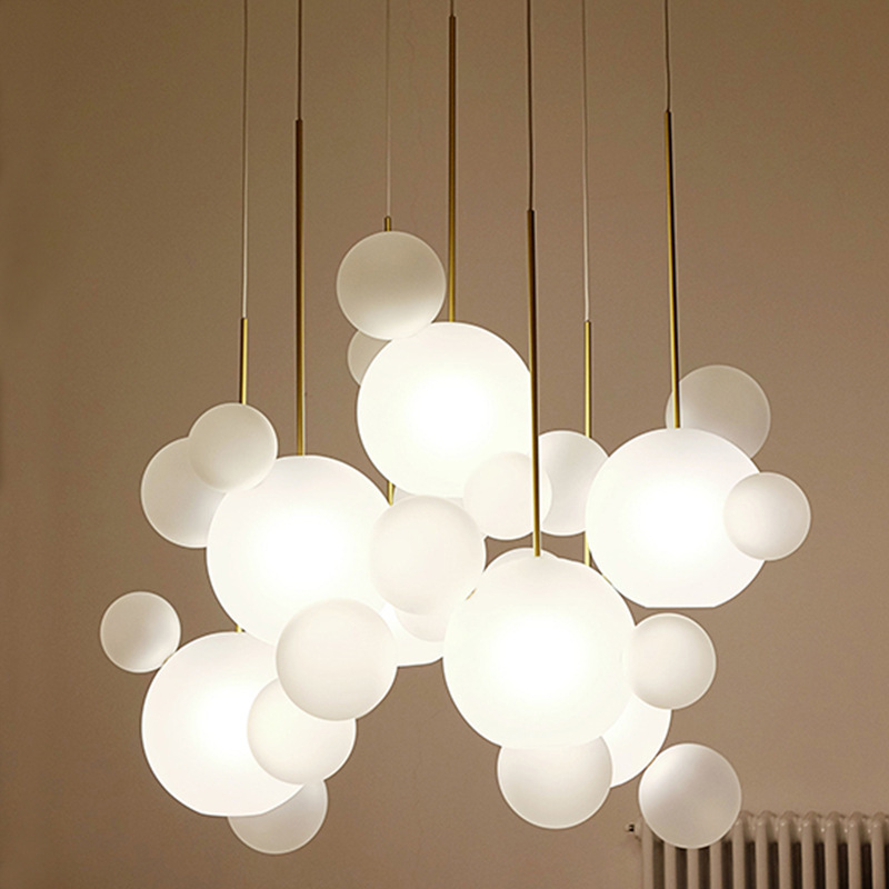 Glass Bubble Globe Chandelier—Modern, Minimalist, Unique, Creative—For Clothing Stores, Restaurants, and Commercial Spaces—Round Mickey Mouse Chandelier