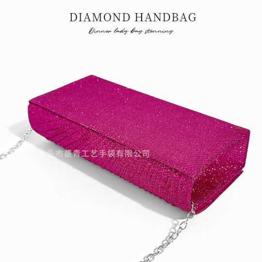 Spot wholesale 2023 spot Amazon pleated party dinner bag 20cm mini clutch glitter evening