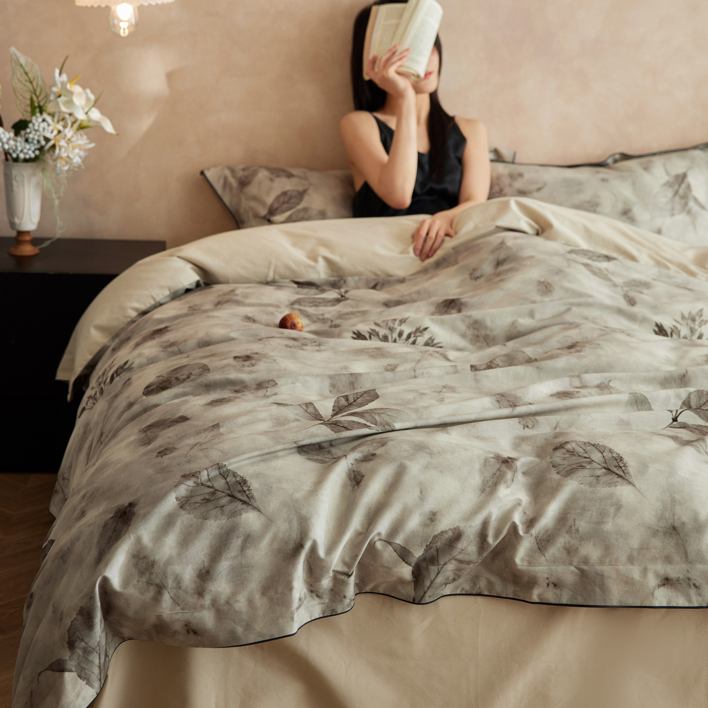 A Single Leaf Signals the Autumn: New Chinese-Style Skin-Friendly Xinjiang Long-Staple Cotton Satin Brushed Four-Piece Set, All-Cotton High-End Autumn and Winter Bedding