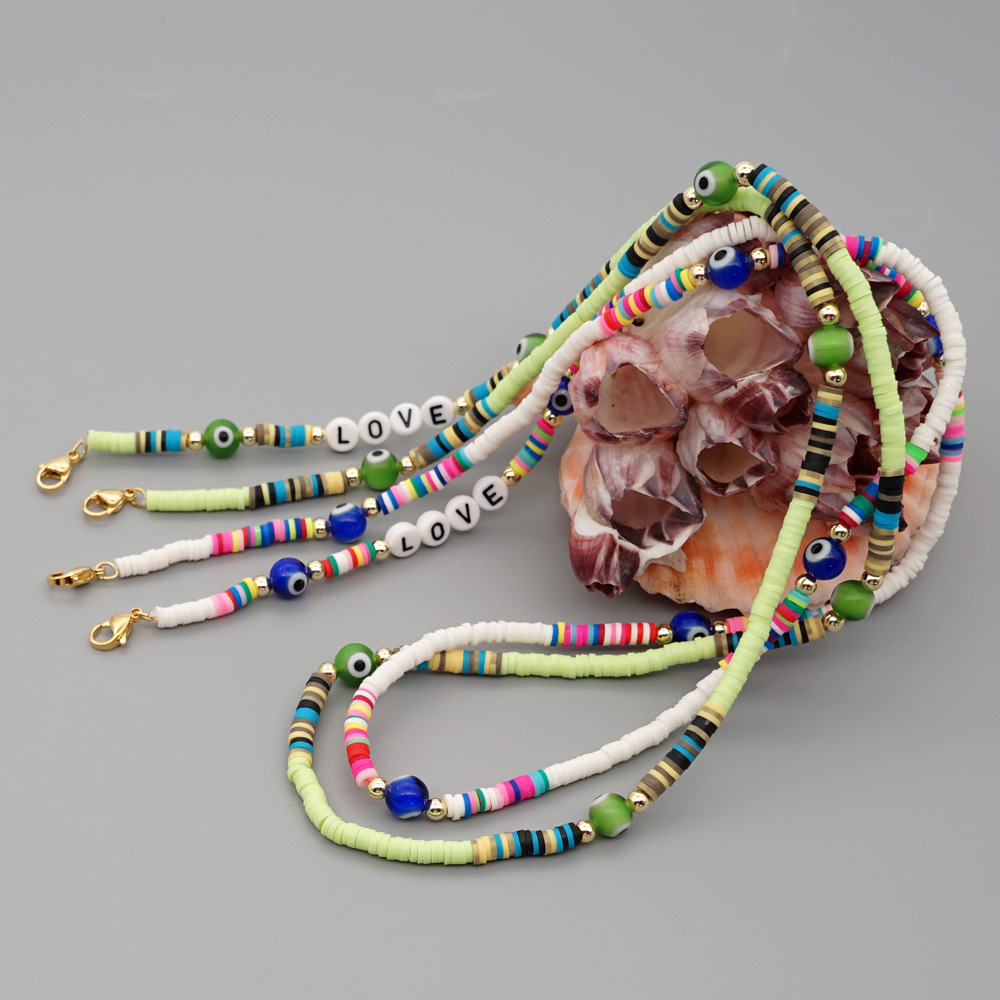 simple bohemian soft pottery letter necklace mask chain glasses chainpicture1
