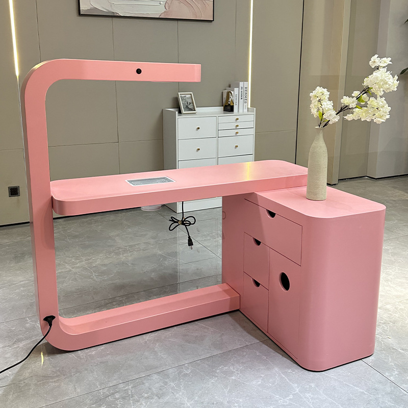 Fabricantes al por mayor mesa de manicuras rosa simple mesa de manicuras de una persona mesa de bordado mesa de manicuras de estudio de manicuras de placa mesa de manicuras