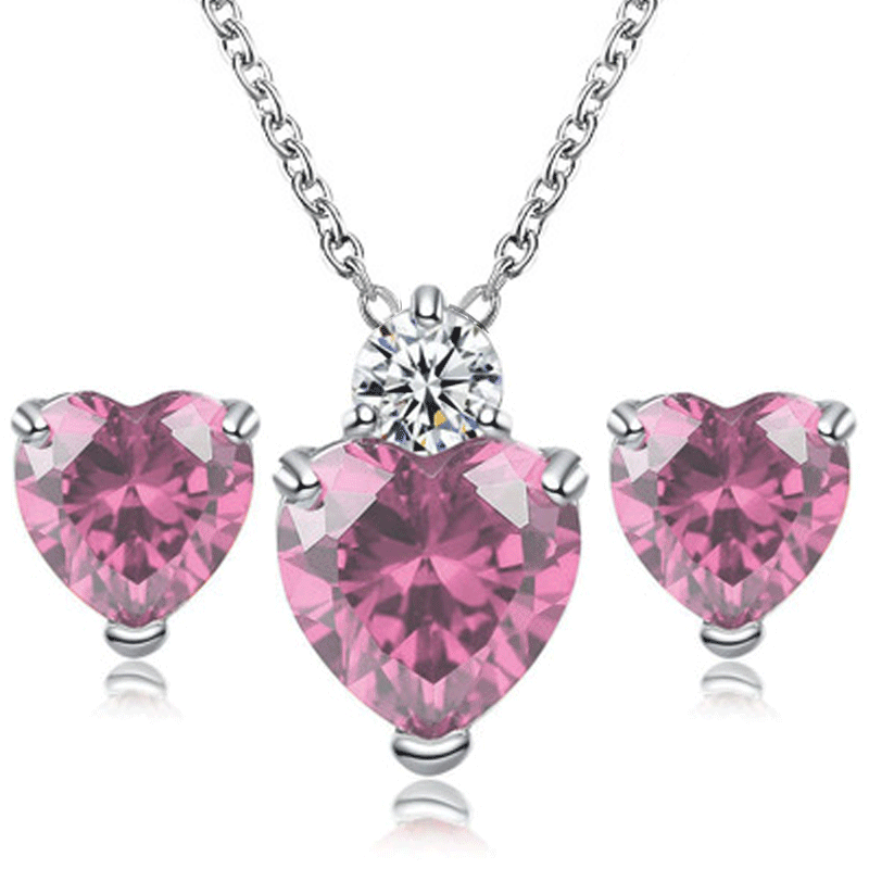 1 Set Simple Style Heart Shape Alloy Inlay Zircon Women's Jewelry Set display picture 3