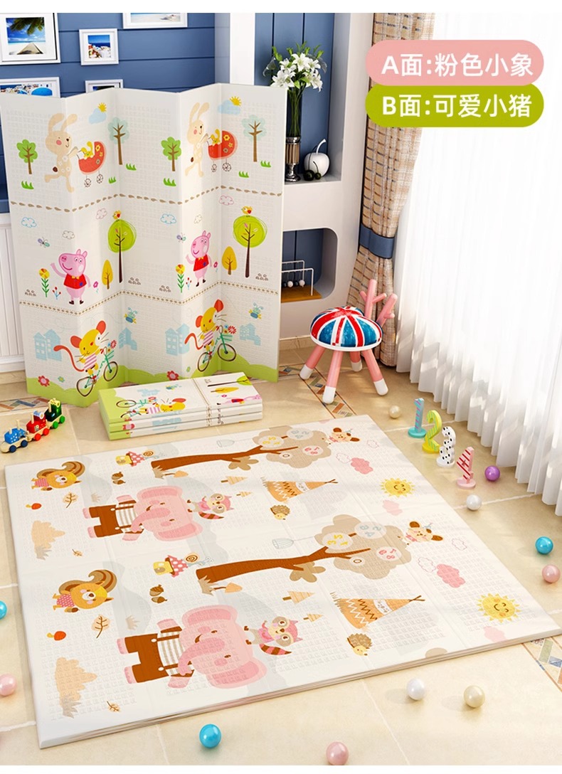 Factory wholesale xpe folding crawling mat thickened baby baby climbing mat children's foam floor mat double-sided