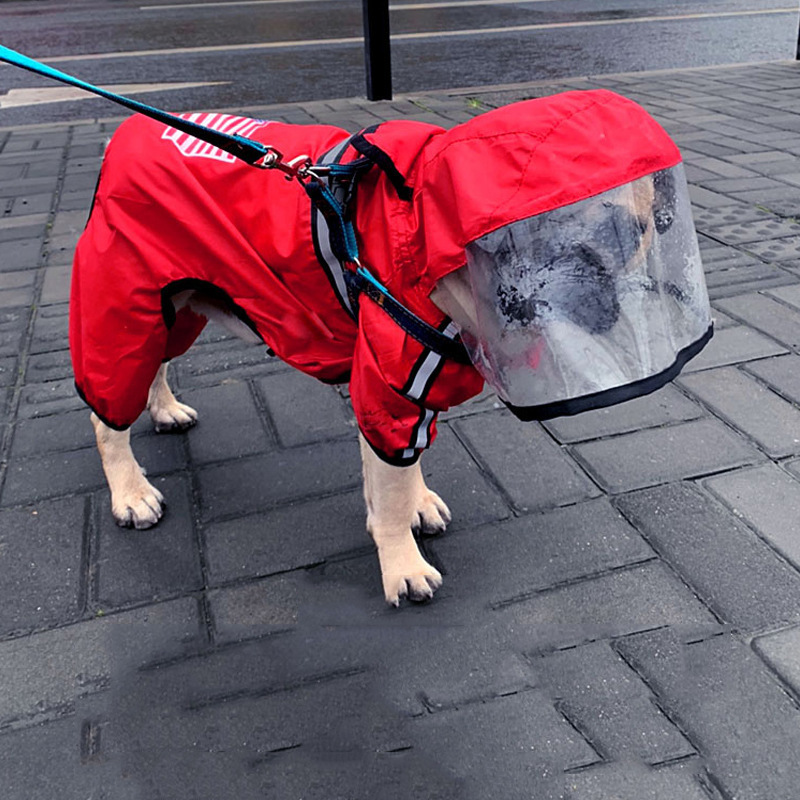 跨境春夏季節薄款中小型犬金毛柯基泰迪寵物四腳防雨衣服狗狗雨衣