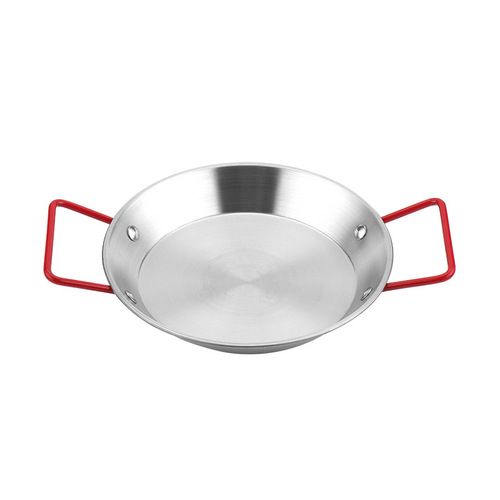 Wholesale thickened stainless steel barbecue double-ear plate, commercial Korean fried chicken flat plate, golden Spanish seafood plate