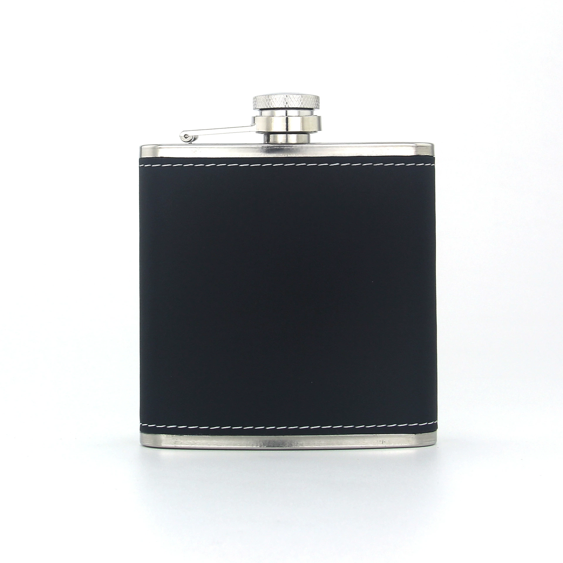 Производитель поставляет кувшин из нержавеющей стали с лазерной гравировкой кожи 6 унций портативный открытый кувшин подарочная коробка