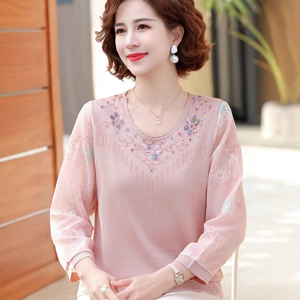 Мама весна с рукавами из семи рукавов трикотажная рубашка с тонким топом