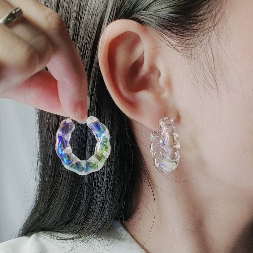 Серьги женские акриловые, прозрачные кольца, простой элегантный дизайн, 10 × 8 × 1,5 см