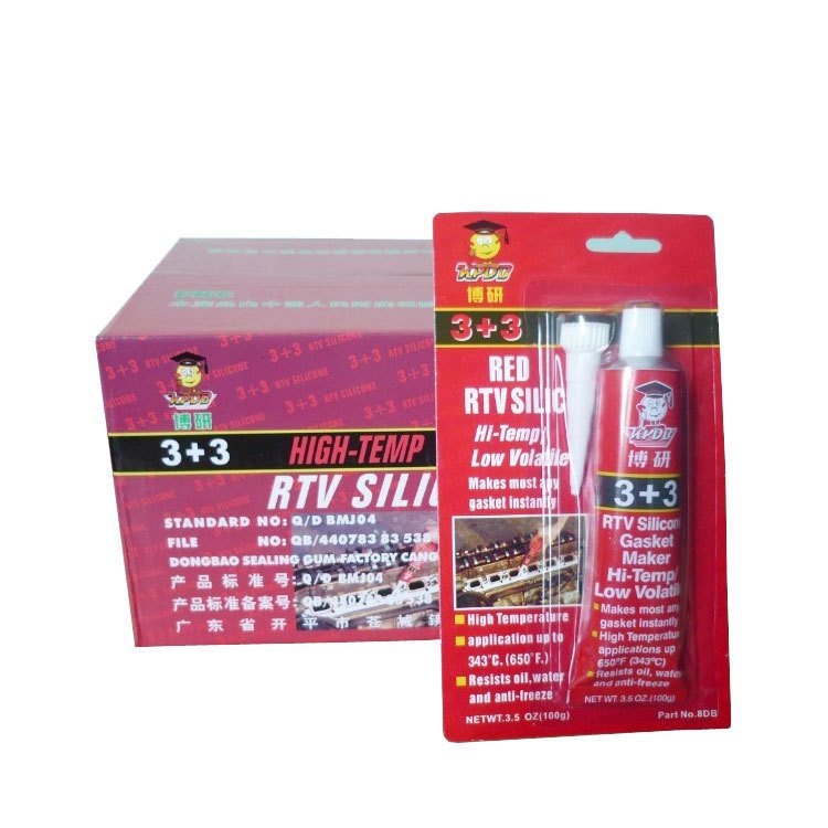 便宜批发博研3+3汽车高温胶免垫硅酮胶发动机油底壳变速箱密封胶