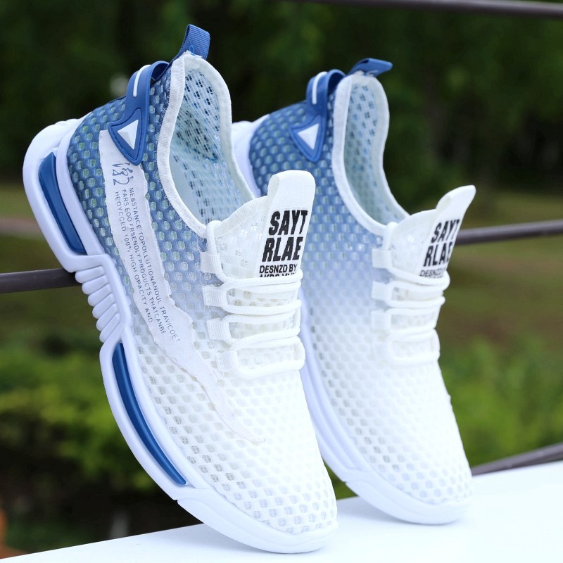 여름 남성 신발 메쉬 통기성 중공 얇은 캐주얼 스포츠 신발 초경량 운동화 부드러운 밑창 대형 메쉬 신발