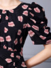 Bubble sleeve pleated waistband irregular floral wrap hip skirt 2024 summer