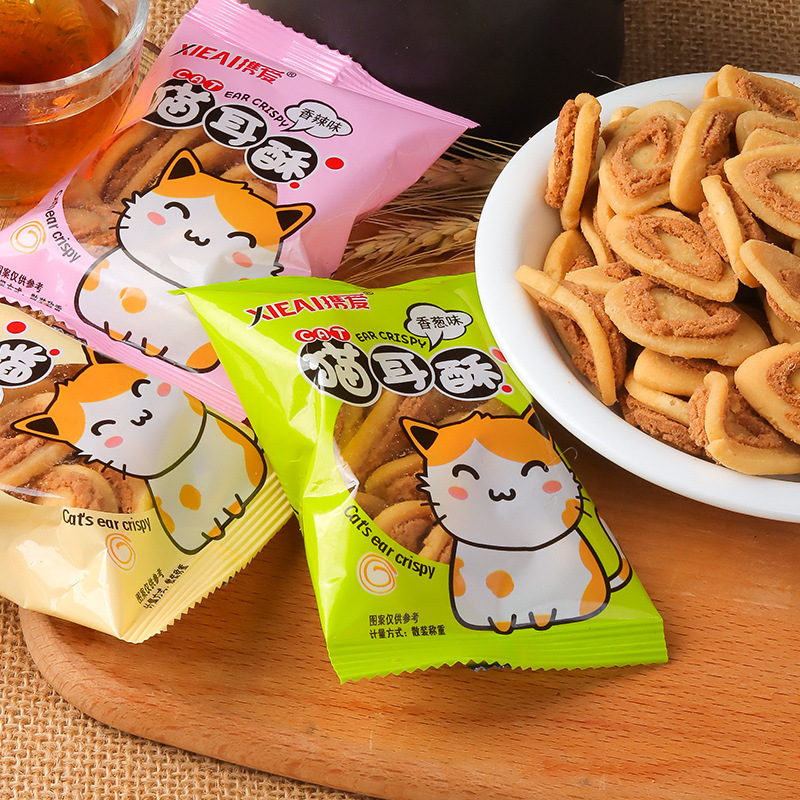 Cat Ear Crispy Snacks, Traditional Chinese Classic Nostalgic Snacks from the 80S and 90S, Crispy and Savory Leisure Snacks