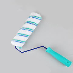 9寸高品質中毛滾筒刷油漆塗料乳膠漆滾筒刷藍綠條耐溶劑滾筒