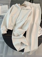 新款高级感休闲运动套装女秋季2025洋气显瘦连帽卫衣阔腿裤两件套