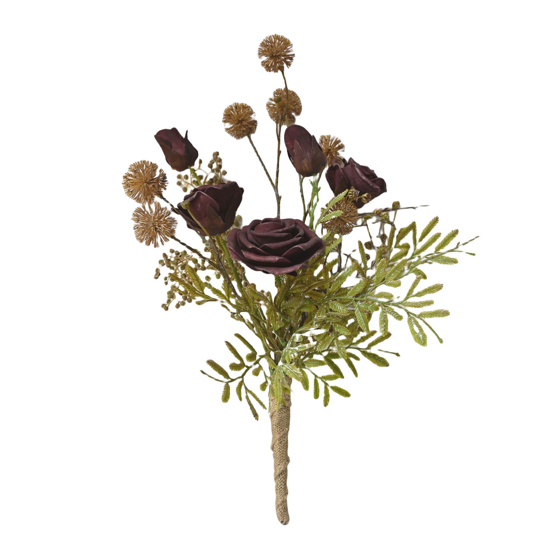 2025 explosión de comercio exterior de alto nivel europeo retro imitación de rosas secas quemadoras de mano decoración del hogar al por mayor adornos de ramo