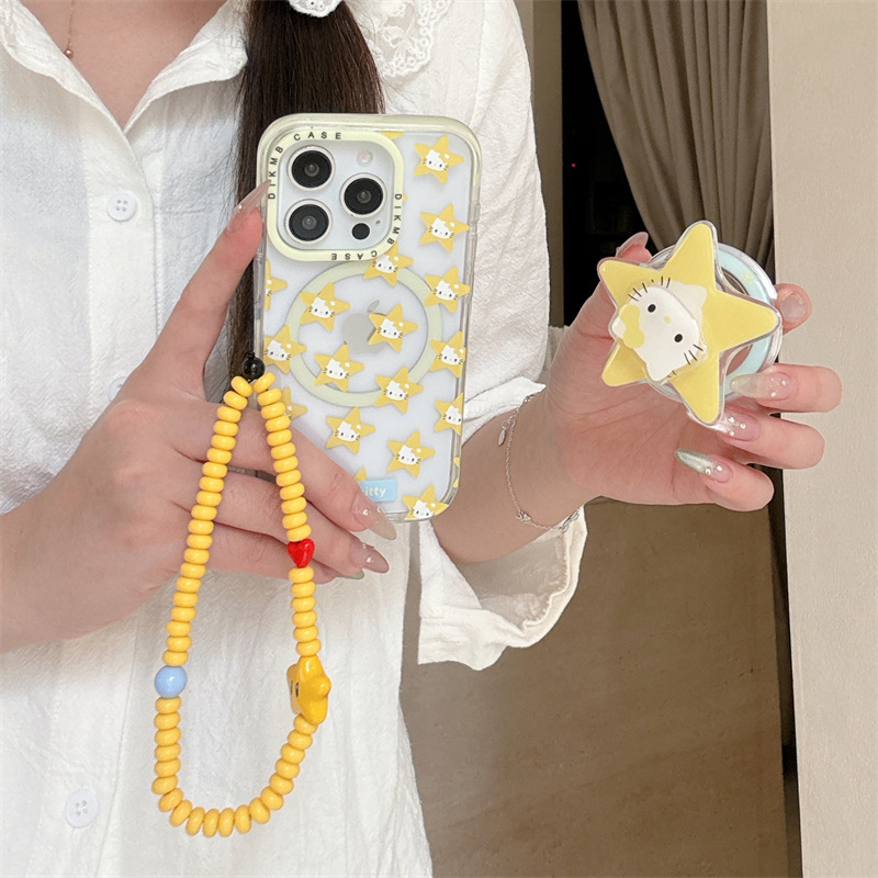 Gato estrella amarillo de nicho para Apple 16ProMax funda para teléfono móvil 15Pro/14Pro magnético 13 femenino 15