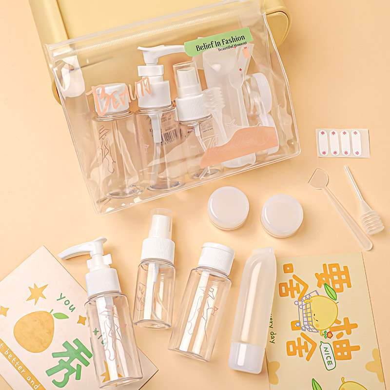 新款真空旅行分装瓶套装可上飞机便携化妆品粉底液乳液喷雾瓶空瓶