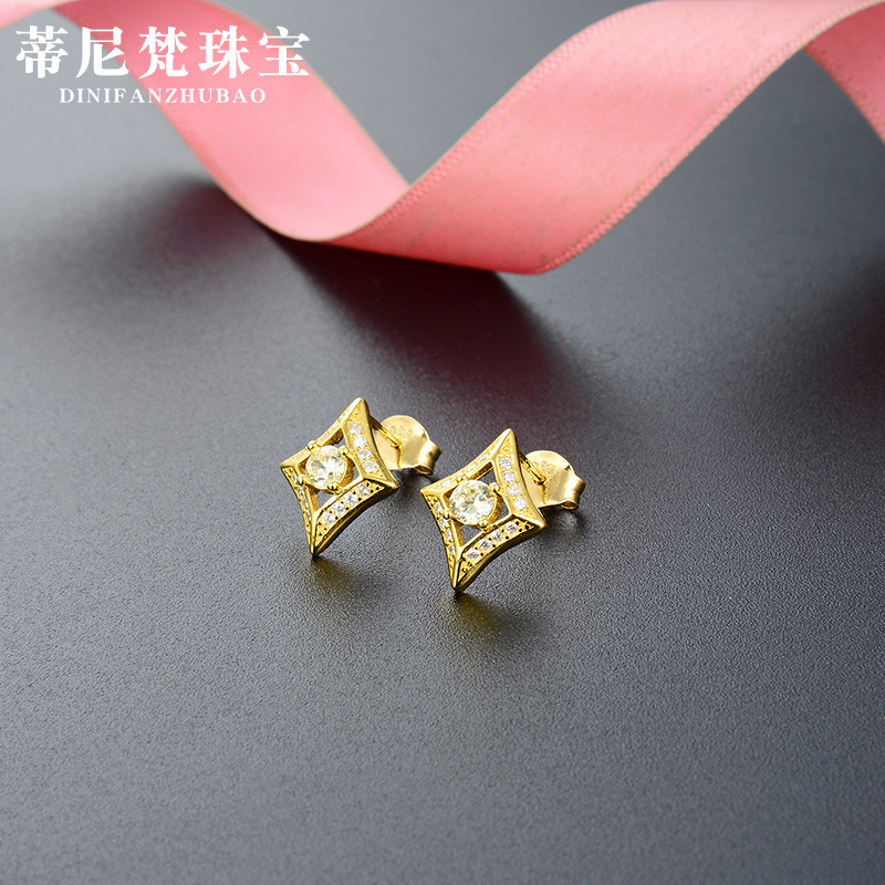 Pendientes de accesorios de diamantes frescos Corea del Sur Dongdaemun s925 pendientes de circón de plata