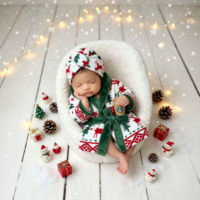 Cross-border Amazon Christmas Newborn Photography Outfits Christmas Baby Pajamas Full-Month Photo Shoot Clothing Cross-border Amazon Christmas Newborn Photography Outfits Christmas Baby Pajamas Full-Month Photo Shoot Clothing