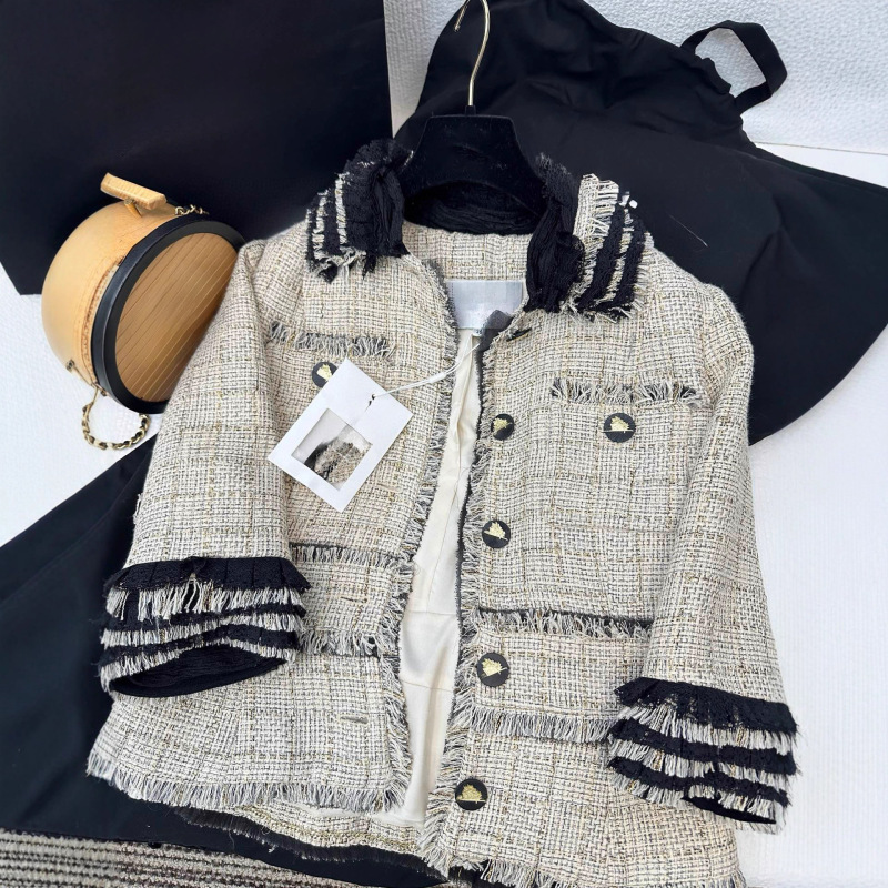 2025 Early Autumn New Nanyou Cha Fashionable High-End Chanel-Style Color-Blocking Design Lapel Long-Sleeve Jacket for Women 2025 Early Autumn New Nanyou Cha Fashionable High-End Chanel-Style Color-Blocking Design Lapel Long-Sleeve Jacket for Women